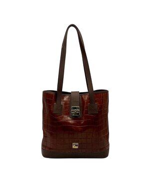 Dooney & Bourke Brown Croc Embossed Leather Nile Shopper Tote
